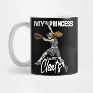 My princess wears cleats...Softball player's MOM, DAD Gift Mug